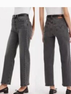 Levi's Ribcage Straight Ankle Washed Grey Button Fly Sz 26